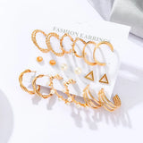 Geometric Metal Circle Hoop Earrings Set Women