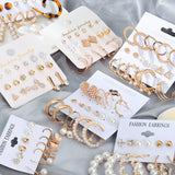 Geometric Metal Circle Hoop Earrings Set Women