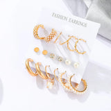 Geometric Metal Circle Hoop Earrings Set Women