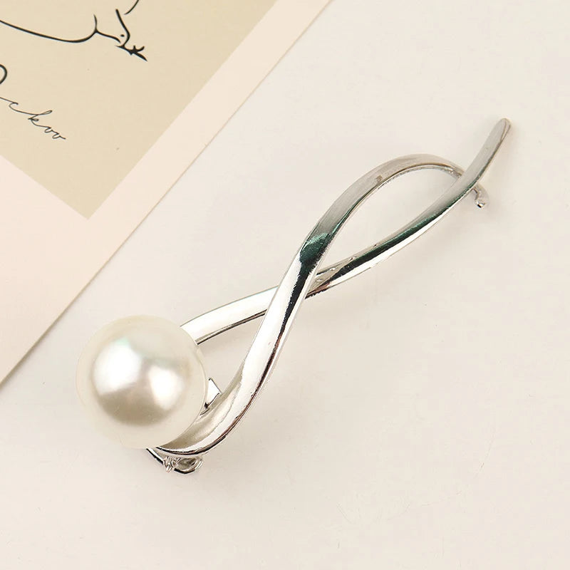 Pearl Metal Hair Clip Diamond Hairpins Ponytail Holder Hair Claw Pins And Clips