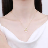 Zircon Bowknot Pendant Pearl Necklace 925 Silver
