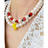 Colorful Beaded Pearl Necklace for Women Girls Boho Travel Jewelry
