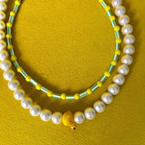 Colorful Beaded Pearl Necklace for Women Girls Boho Travel Jewelry