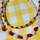 Colorful Beaded Pearl Necklace for Women Girls Boho Travel Jewelry