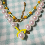 Colorful Beaded Pearl Necklace for Women Girls Boho Travel Jewelry