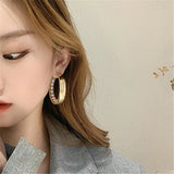 Pearl Circle Hoop Earrings Statement Jewelry for Women