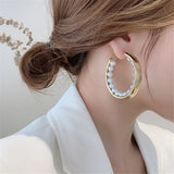 Pearl Circle Hoop Earrings Statement Jewelry for Women