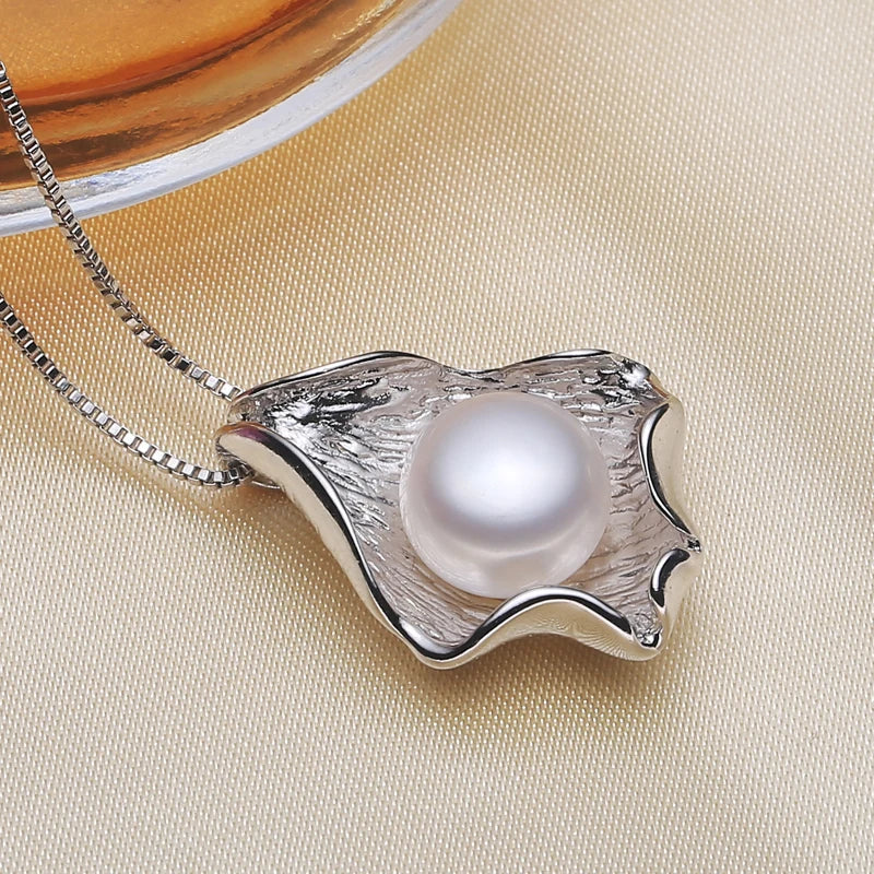 Seashell Shape Pearl Pendant 925 Sterling Silver Jewelry for Women