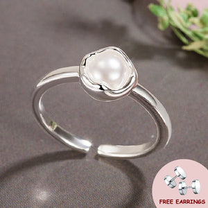 925 Silver Pearl Ring for Women Wedding Promise Engagement Party Gift