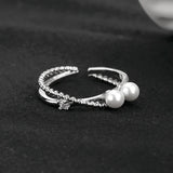 Pearl Ring Silver 925 Open Finger Rings Women Gift