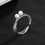 Pearl Ring Silver 925 Open Finger Rings Women Gift