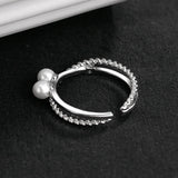 Pearl Ring Silver 925 Open Finger Rings Women Gift