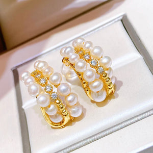 Small Natural Pearl Stud Earrings for Women 2-3mm Beads Jewelry