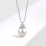 Pearl Zircon Pendant Necklace 925 Silver Jewelry for Women
