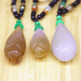 Agate Chalcedony Jade Magnolia Sweater Chain Necklace Pendant