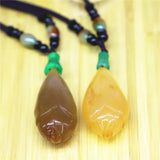Agate Chalcedony Jade Magnolia Sweater Chain Necklace Pendant