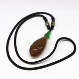 Agate Chalcedony Jade Magnolia Sweater Chain Necklace Pendant
