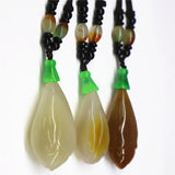 Agate Chalcedony Jade Magnolia Sweater Chain Necklace Pendant