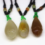 Agate Chalcedony Jade Magnolia Sweater Chain Necklace Pendant