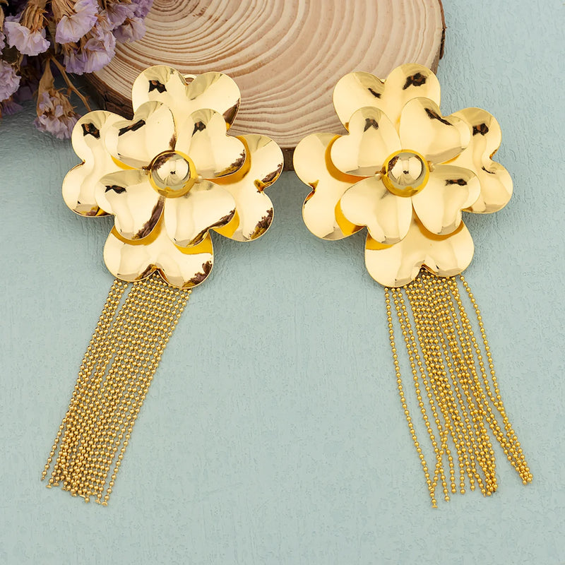 Geometric Dangle Earrings Dubai Brass Nigerian Party Jewelry