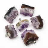 Quartz Amethysts Irregular Stone Pendant Necklace Reiki Mens Necklace