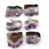 Quartz Amethysts Irregular Stone Pendant Necklace Reiki Mens Necklace
