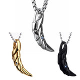 Stainless Steel Crystal Wolf Tooth Pendant Necklace Men Gift