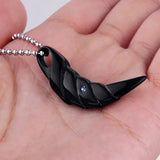 Stainless Steel Crystal Wolf Tooth Pendant Necklace Men Gift