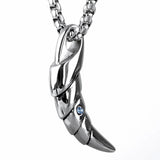 Stainless Steel Crystal Wolf Tooth Pendant Necklace Men Gift