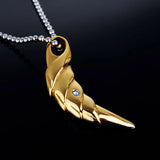 Stainless Steel Crystal Wolf Tooth Pendant Necklace Men Gift
