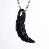 Stainless Steel Crystal Wolf Tooth Pendant Necklace Men Gift