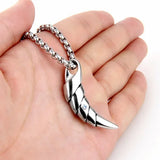 Stainless Steel Crystal Wolf Tooth Pendant Necklace Men Gift