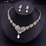 Rhinestone Pendant Necklace Earrings Set