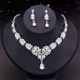 Rhinestone Pendant Necklace Earrings Set