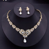 Rhinestone Pendant Necklace Earrings Set