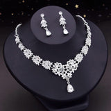 Rhinestone Pendant Necklace Earrings Set