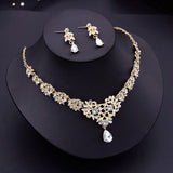 Rhinestone Pendant Necklace Earrings Set