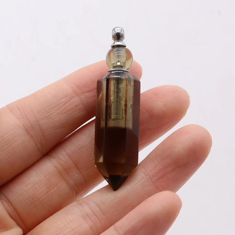 Perfume Bottle Pendant Stone Crystal Quartz Pendulum Essential Oil Vial