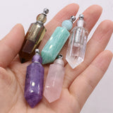 Perfume Bottle Pendant Stone Crystal Quartz Pendulum Essential Oil Vial