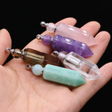 Perfume Bottle Pendant Stone Crystal Quartz Pendulum Essential Oil Vial