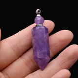 Perfume Bottle Pendant Stone Crystal Quartz Pendulum Essential Oil Vial