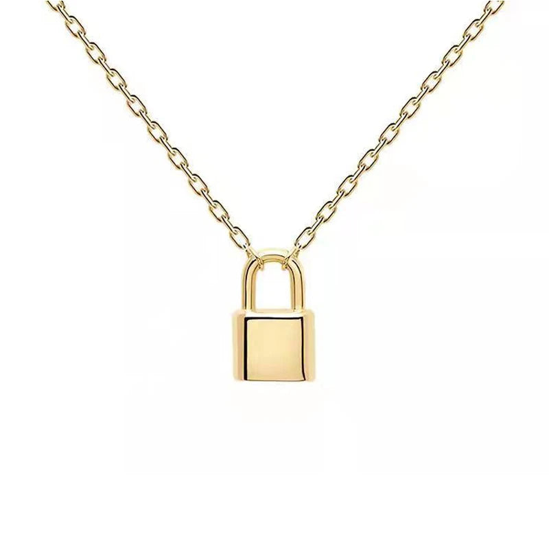 925 Silver Lock Head Pendant Lock Bone Necklace Jewelry Gift