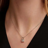 925 Silver Lock Head Pendant Lock Bone Necklace Jewelry Gift