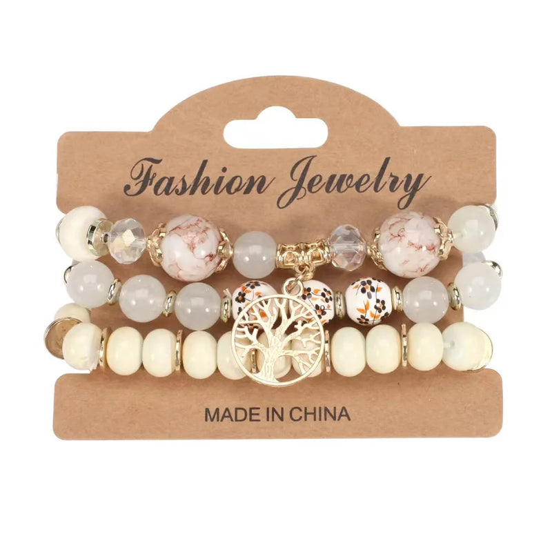 Life Tree Glass Bead Bracelet Retro National Style
