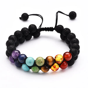 Colorful Yoga Chakra Bracelet Double Layer Braided