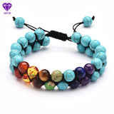 Colorful Yoga Chakra Bracelet Double Layer Braided