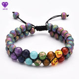 Colorful Yoga Chakra Bracelet Double Layer Braided