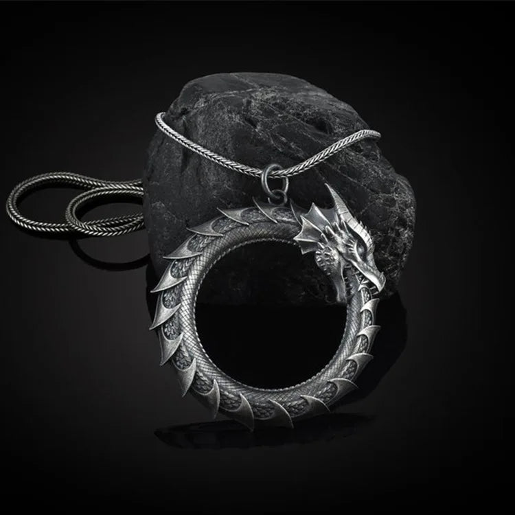 Personality Dragon Pendant Necklace for Men's Punk Hip Hop