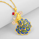 Enamel Peacock Pendant Long Sweater Chain Necklace Jewelry