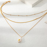 Freshwater Pearl Stainless Steel Pendant Necklace 18K Plated